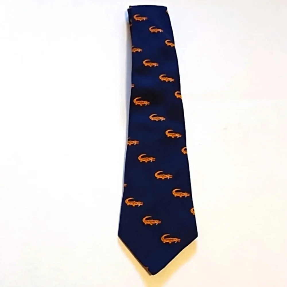 Navy & Orange Alligator Tie - Picture 9 of 10